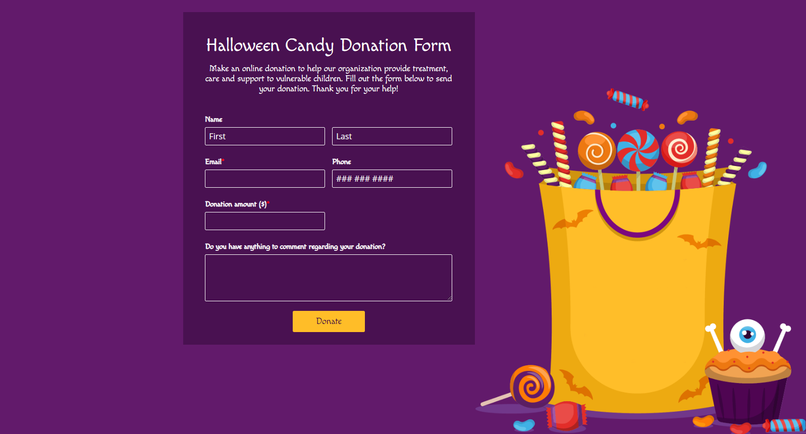 candy donation form