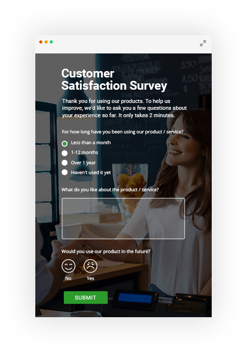 customer satisfaction survey with background image of two people smiling